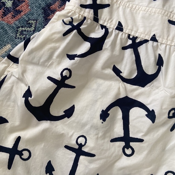 J. Crew dizzy anchors mini dress sleeveless flouncy ruffle cream blue size 2 - Picture 13 of 16